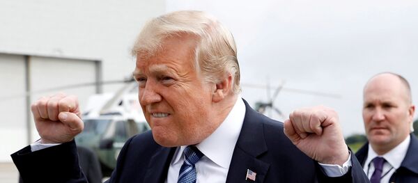 ABD Başkanı Donald Trump'ın 11 Eylül'ün yıldönümünde Pensilvanya'daki havalimanında yaptığı 'çift yumruk' hareketi - Sputnik Türkiye