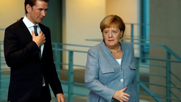 Almanya Başbakanı Angela Merkel ve AB dönem başkanlığını yürüten Avusturya Başbakanı Sebastian Kurz - Sputnik Türkiye