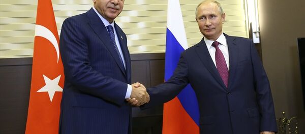 Rusya Devlet Başkanı Vladimir Putin ile Türkiye Cumhurbaşkanı Recep Tayyip Erdoğan Soçi'de - Sputnik Türkiye