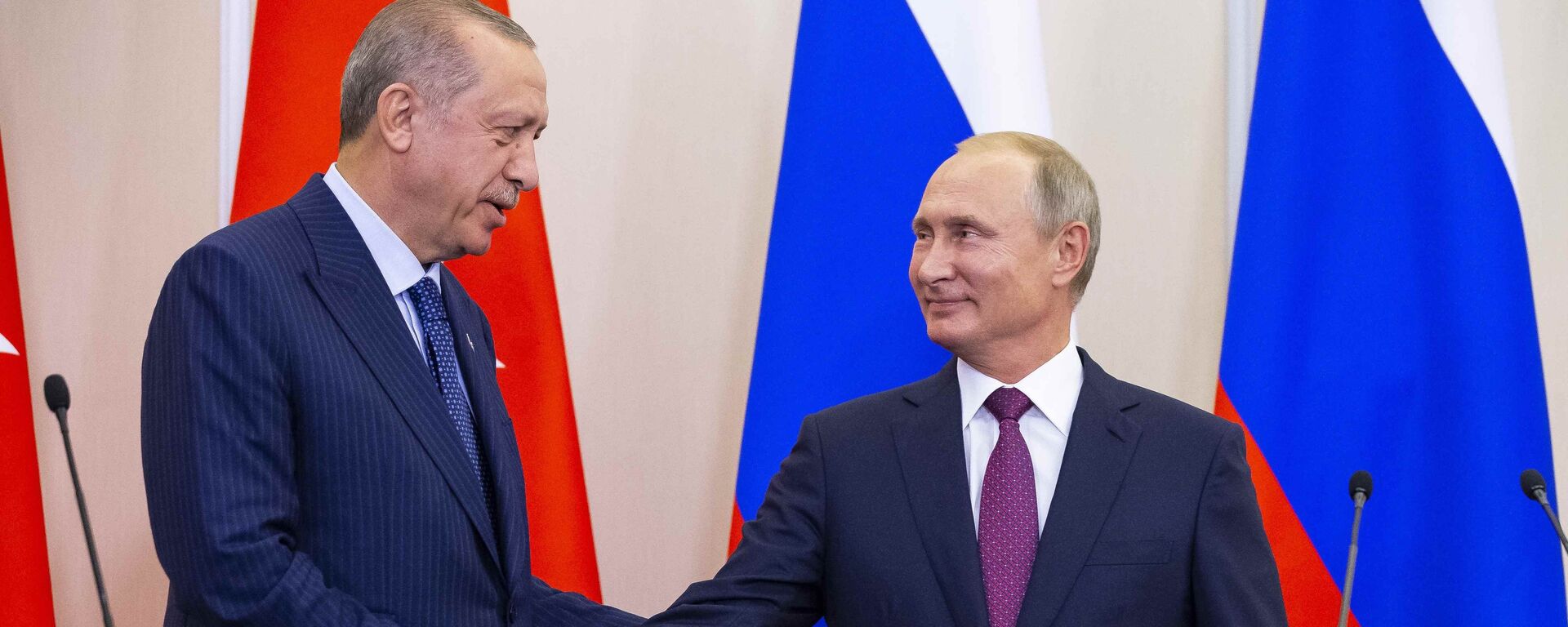 Erdoğan ile Putin, Soçi'de İdlib zirvesinin ardından basın toplantısında - Sputnik Türkiye, 1920, 25.11.2022