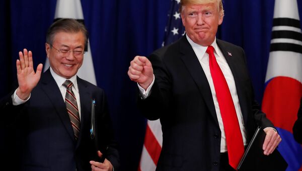 Güney Kore Devlet Başkanı Moon Jae-in ve ABD Başkanı Donald Trump - Sputnik Türkiye