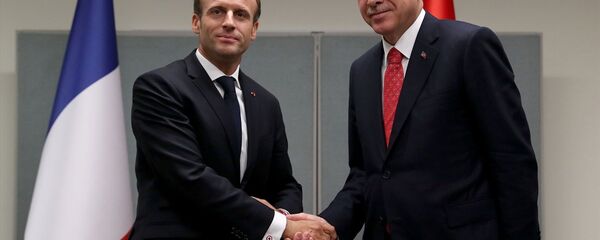 Cumhurbaşkanı Recep Tayyip Erdoğan, Fransa Cumhurbaşkanı Emmanuel Macron - Sputnik Türkiye