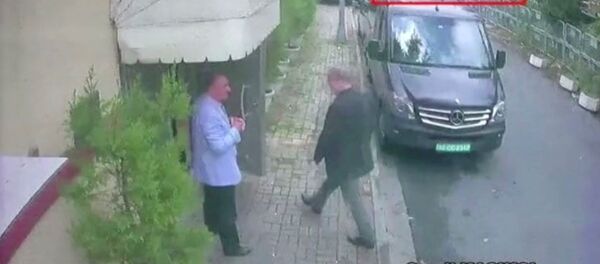 Cemal Kaşıkçı'yı Suudi Arabistan İstanbul Başkonsolosluğu'na girerken gösteren güvenlik kamerası kaydı, ilkin TRT World ve Washington Post tarafından yayımlandı. - Sputnik Türkiye