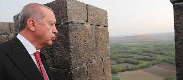 Türkiye Cumhurbaşkanı Recep Tayyip Erdoğan, Diyarbakır Surları'nda incelemelerde bulundu. - Sputnik Türkiye