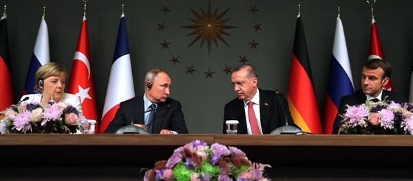 Erdoğan - Putin - Macron - Merkel - Sputnik Türkiye