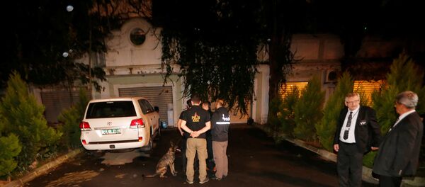 Türk polis ekipleri, Suudi Arabistan'ın İstanbul Başkonsolosu Uteybi'nin konutunun arka bahçesinde - Sputnik Türkiye