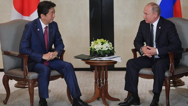 Japonya Başbakanı Şinzo Abe-Rusya Devlet Başkanı Vladimir Putin - Sputnik Türkiye