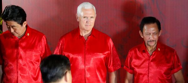 APEC zirvesi aile fotoğrafı çekiminde Cinping önünden geçtiği Pence'e bakış fırlatırken - Sputnik Türkiye