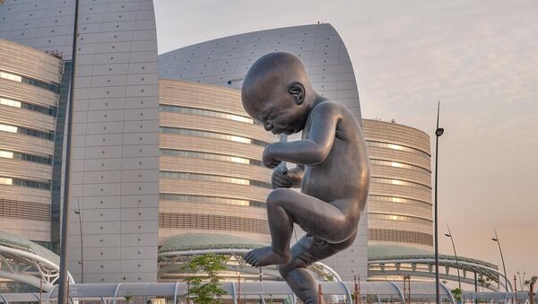 Katar'ın Sidra hastanesi kadın sağlığı merkezinin önüne, fetüsün döllenmesinden doğumuna uzanan evreleri tasvir eden bir heykel dizisi yerleştirildi. - Sputnik Türkiye