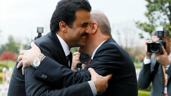 Türkiye-Katar Yüksek Stratejik Komite 4. Toplantısı, Cumhurbaşkanı Erdoğan ve Katar Emiri Şeyh Temim bin Hamed Al Sani'nin katılımıyla Vahdettin Köşkü'nde gerçekleşti. - Sputnik Türkiye