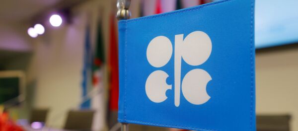 A flag with the Organization of the Petroleum Exporting Countries (OPEC) logo is seen before a news conference at OPEC's headquarters in Vienna, Austria, December 10, 2016 - Sputnik Türkiye