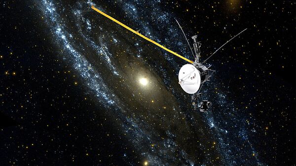an artist rendition of NASA's Voyager 1 spacecraft as it speeds beyond the boundary of the Solar System and enters interstellar space - Sputnik Türkiye