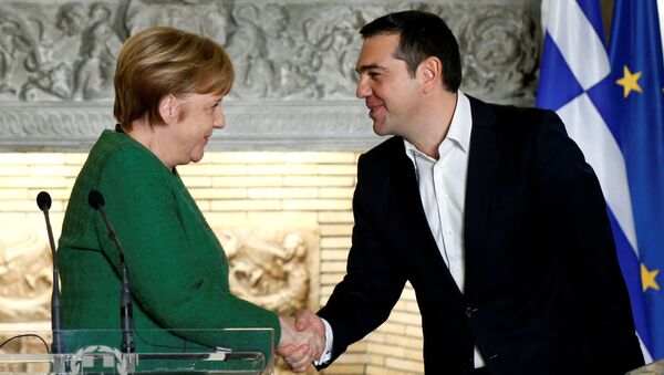 Almanya Başbakanı Angela Merkal ve Yunan mevkidaşı Aleksis Çipras - Sputnik Türkiye