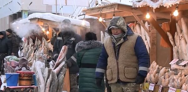 Eksi 50 derecede bile hizmet veren dünyanın en soğuk pazar yerinden görüntüler - Sputnik Türkiye