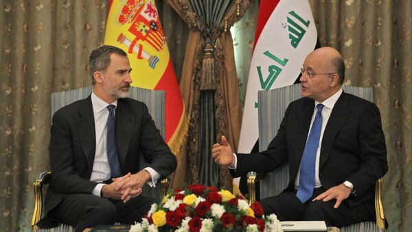 İspanya Kralı 6. Felipe ve Irak Cumhurbaşkanı Behram Salih - Sputnik Türkiye