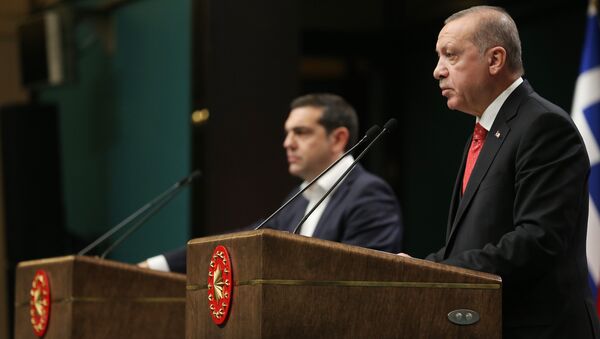 Cumhurbaşkanı Recep Tayyip Erdoğan, Yunanistan Başbakanı Aleksis Çipras - Sputnik Türkiye