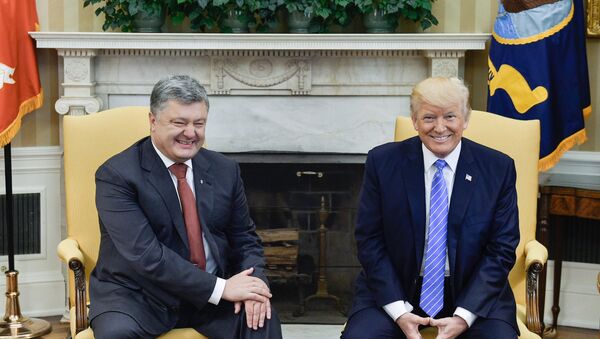 Ukrainian President Petro Poroshenko, left, and US President Donald Trump during their meeting - Sputnik Türkiye
