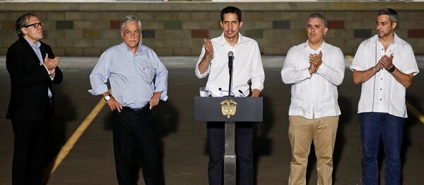 Juan Guaido, Kolombiya Devlet Başkanı Ivan Duque, Şili Devlet Başkanı Sebastian Pinera, Paraguay Devlet Başkanı Mario Abdo Benitez ve Amerikan Devletleri Örgütü (OAS) Genel Sekreteri Luis Almagro - Sputnik Türkiye