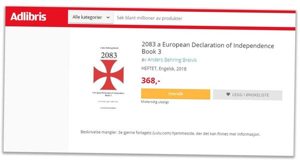 Norveç'te 2011'de 77 kişiyi öldüren Anders Behring Breivik'in ‘2083 Avrupa Bağımsızlık Bildirgesi' başlıklı ırkçı manifestosunun internette satıldığı ortaya çıktı. - Sputnik Türkiye