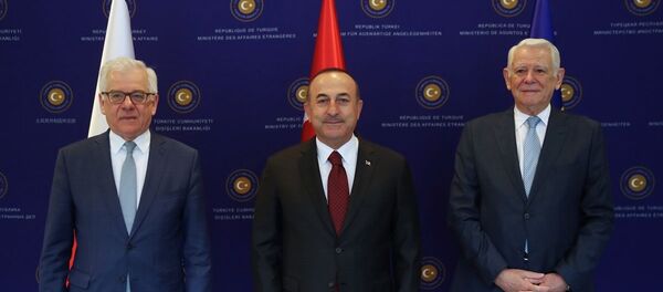 Mevlüt Çavuşoğlu, Teodor Melescanu, Jacek Czaputowicz  - Sputnik Türkiye