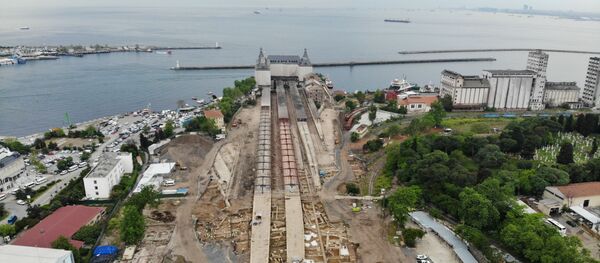 Haydarpaşa’da ortaya çıkan 1700 yıllık tarih havadan görüntülendi - Sputnik Türkiye