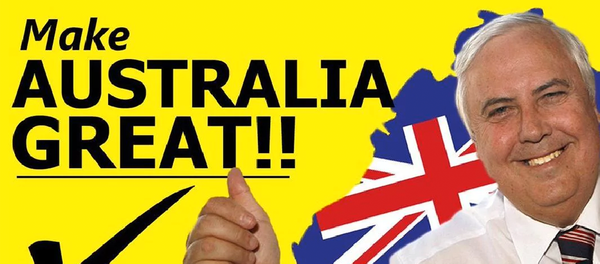 Clive Palmer liderliğini yaptığı Büyük Avustralya Partisi için 'Avustralya'yı yeniden muhteşem yap' sloganıyla kampanya yürüttü. Clive Palmer liderliğini yaptığı Büyük Avustralya Partisi için 'Avustralya'yı yeniden muhteşem yap' sloganıyla kampanya yürüttü. - Sputnik Türkiye