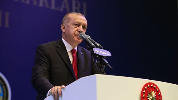 Türkiye Cumhurbaşkanı Recep Tayyip Erdoğan, Avrasya Gösteri ve Sanat Merkezi'nde gerçekleştirilen İstanbul Esnaf ve Sanatkarları İftar Programına katılarak konuşma yaptı. - Sputnik Türkiye