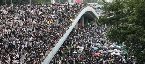 Hong Kong'da Çin'e iade tasarısına karşı yolları işgal eden protestocular - Sputnik Türkiye