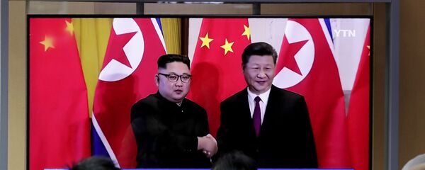 Kuzey Kore Devlet Başkanı Kim Jong-un ve Çin Devlet Başkanı Şi Cinping - Sputnik Türkiye