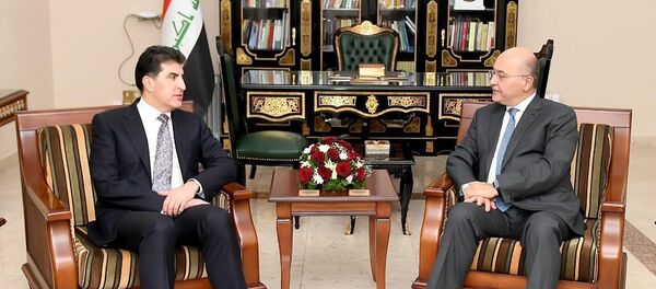 Irak Kürt Bölgesel Yönetimi (IKBY) yeni başkanı Neçirvan Barzani ve Irak Cumhurbaşkanı Berhem Salih - Sputnik Türkiye