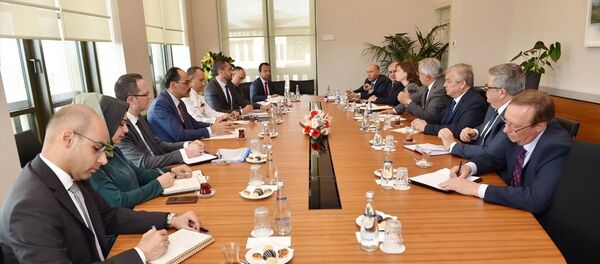 Cumhurbaşkanlığı Sözcüsü İbrahim Kalın (sol 4), Rusya Federasyonu Suriye Özel Temsilcisi Aleksandr Lavrentyev'i (sağ 3) kabul etti. - Sputnik Türkiye