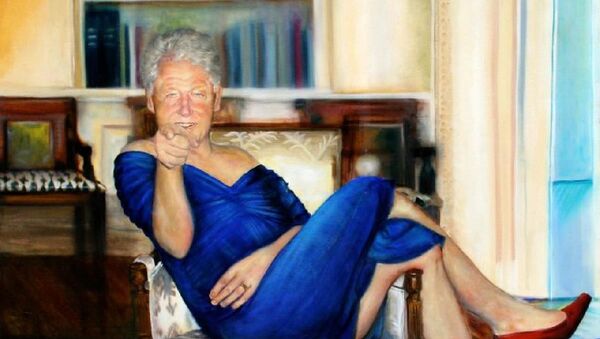 Epstein'in evinde bulunan kadın elbiseli Bill Clinton tablosu - Sputnik Türkiye