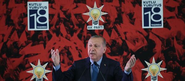 Türkiye Cumhurbaşkanı ve AK Parti Genel Başkanı Recep Tayyip Erdoğan, partisinin 18. kuruluş yıl dönümü dolayısıyla ATO Congresium'da düzenlenen resepsiyonuna katılarak konuşma yaptı. Türkiye Cumhurbaşkanı ve AK Parti Genel Başkanı Recep Tayyip Erdoğan, partisinin 18. kuruluş yıl dönümü dolayısıyla ATO Congresium'da düzenlenen resepsiyonuna katılarak konuşma yaptı. - Sputnik Türkiye