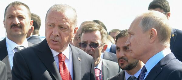 Türkiye Cumhurbaşkanı Recep Tayyip Erdoğan, Rusya'nın başkenti Moskova'daki Jukovskiy Uluslararası Havaalanı'nda düzenlenen MAKS–2019 Uluslararası Havacılık ve Uzay Fuarı'nın açılış törenine katıldı. - Sputnik Türkiye
