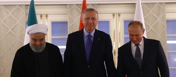 Üç lider, el ele basına poz verdi. - Sputnik Türkiye