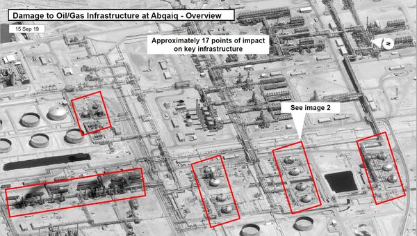 ABD, Suudi petrol devi Aramco'nun iki tesisinde 19 noktanın vurulduğu ve saldırıların batı-kuzey-batı yönünden geldiğine dair uydu görüntüleri yayımladı. - Sputnik Türkiye