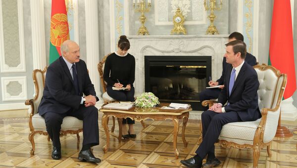 ABD Dışişleri Bakanlığı Müsteşarı David Hale ve Belarus Devlet Başkanı Aleksandr Lukaşenko - Sputnik Türkiye
