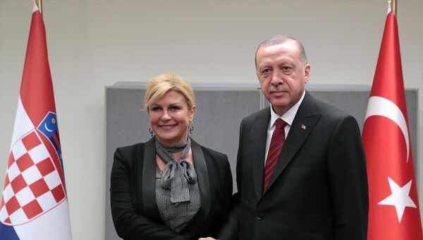 Türkiye Cumhurbaşkanı Recep Tayyip Erdoğan ve Hırvatistan Cumhurbaşkanı Kolinda Grabar Kitaroviç - Sputnik Türkiye