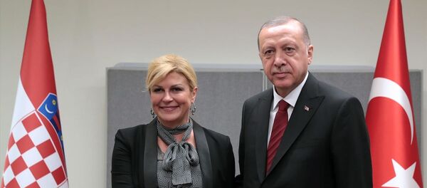 Türkiye Cumhurbaşkanı Recep Tayyip Erdoğan ve Hırvatistan Cumhurbaşkanı Kolinda Grabar Kitaroviç - Sputnik Türkiye