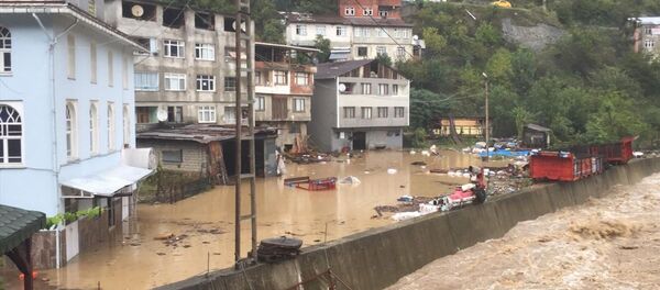 Borçka'da sel ve heyelan: Taşan dere karayolunu kapattı - Sputnik Türkiye