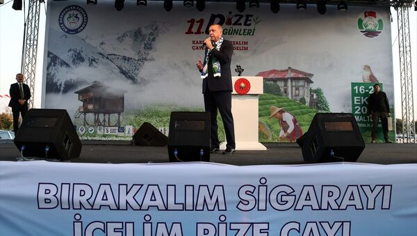 Recep Tayyip Erdoğan, İstanbul'daki 11. Rize Tanıtım Günleri kapsamında Bırakalım Sigarayı, İçelim Rize Çayı programında konuşma yaparken - Sputnik Türkiye