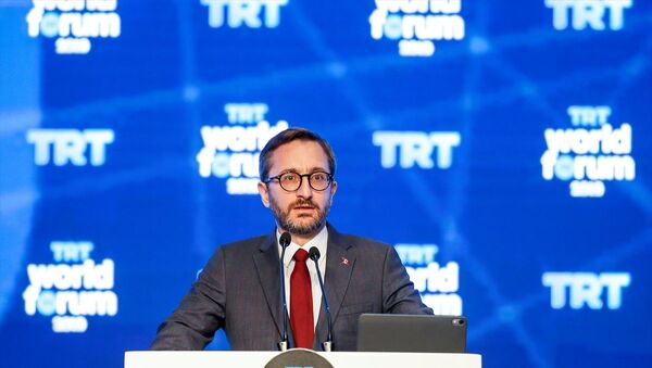 İletişim Başkanı Fahrettin Altun, İstanbul Kongre Merkezi'nde Küreselleşmenin Krizi: Riskler ve Fırsatlar temasıyla düzenlenen TRT World Forum 2019'un açılışında konuşma yaptı. - Sputnik Türkiye