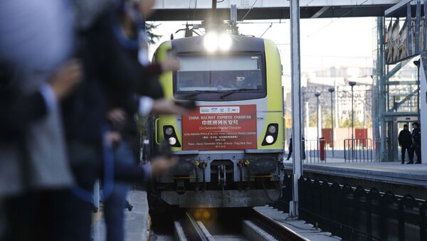 Çin’den çıkıp Türkiye üzerinden Avrupa’ya giden ilk yük treni Ankara’dan uğurlandı - Sputnik Türkiye