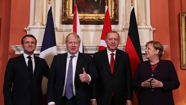Emmanuel Macron - Angela Merkel - Boris Johnson- Recep Tayyip Erdoğan - Sputnik Türkiye
