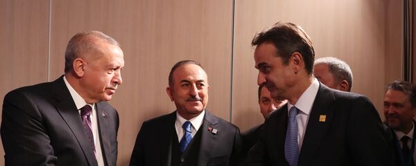 Yunanistan Başbakanı Kiriakos Miçotakis, Cumhurbaşkanı Erdoğan - Sputnik Türkiye