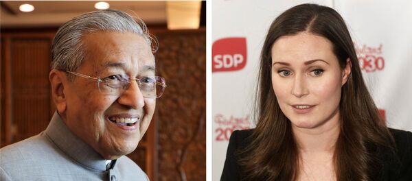 Görevdeki en yaşlı başbakan unvanına sahip olan Malezyalı siyasetçi Mahathir Muhammed, Finlandiya’da koltuğa oturmaya hazırlanan ‘dünyanın en genç başbakanı’ Sanna Marin'e bir nasihatte bulundu. - Sputnik Türkiye