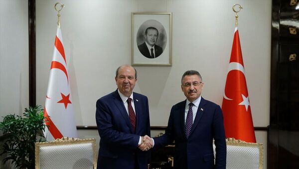 Cumhurbaşkanı Yardımcısı Fuat Oktay, Kuzey Kıbrıs Başbakanı Ersin Tatar - Sputnik Türkiye