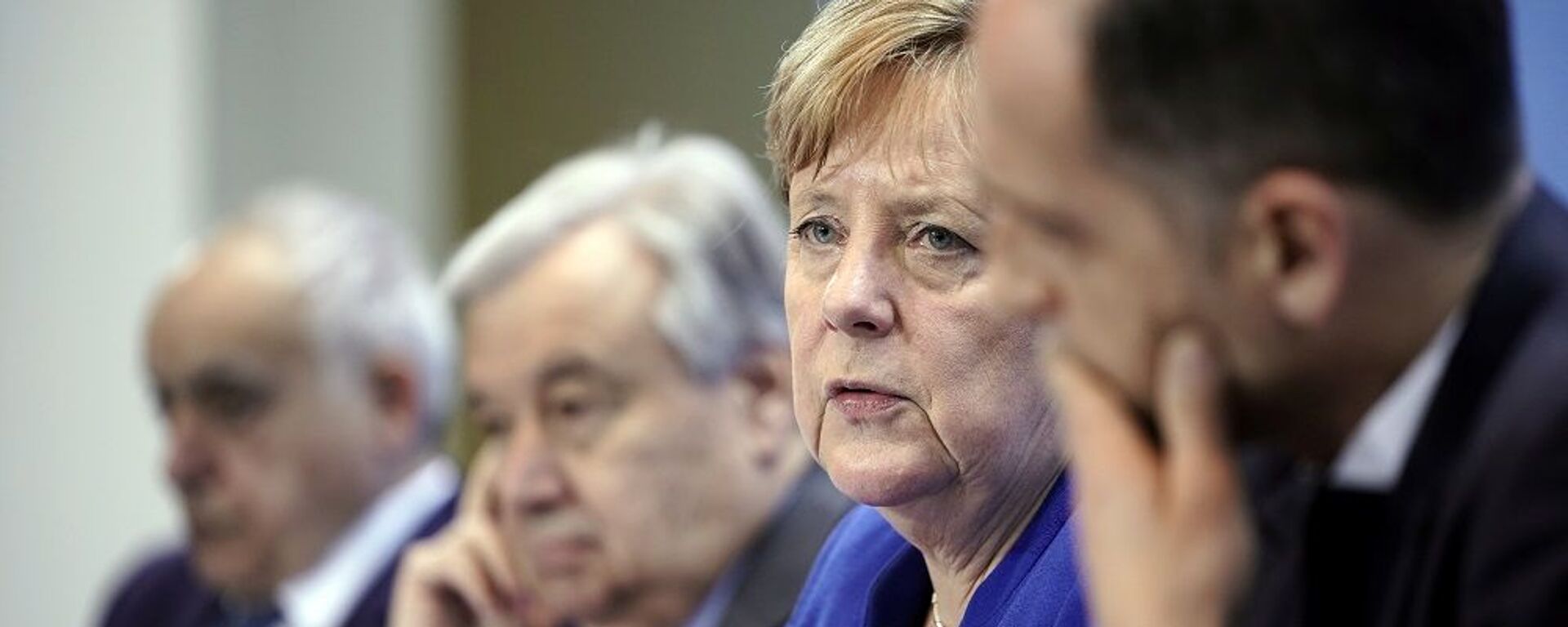 Berlin'deki Libya Konferansı (sırasıyla) BM Libya Temsilcisi Salame, BM Genel Sekreteri Guterres, Almanya Başbakanı Merkel, Almanya Dışişleri Bakanı Maas. - Sputnik Türkiye, 1920, 12.08.2021