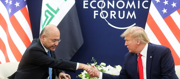 Irak Cumhurbaşkanı Berhem Salih, ABD Başkanı Donald Trump Irak Cumhurbaşkanı Berhem Salih, ABD Başkanı Donald Trump - Sputnik Türkiye