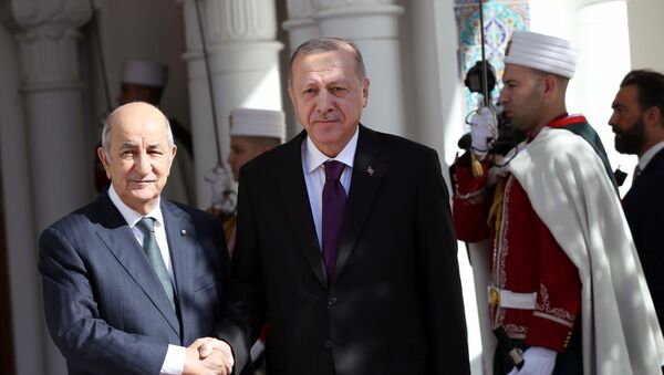 Cumhurbaşkanı Recep Tayyip Erdoğan, Cezayir'i ziyaret edip Cumhurbaşkanı Abdulmecid Tebbun ile biraraya geldi. - Sputnik Türkiye